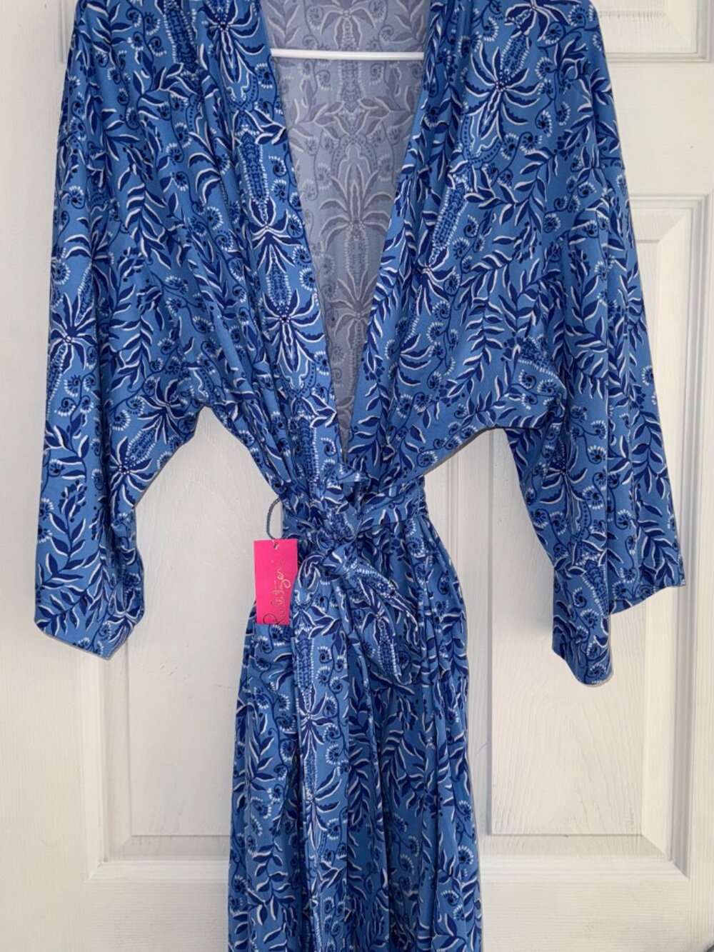 Lilly Pulitzer Elaine Knit Robe-Size L/XL-Abaco Blue/Have It Both Rays - Picture 4 of 6